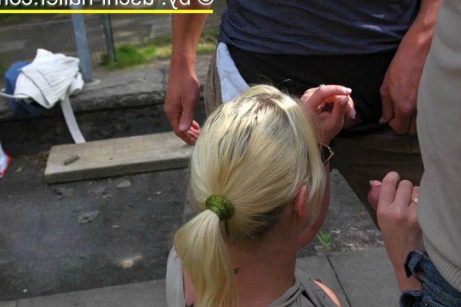 Blonde cum slut Dany Sun fucking outdoor