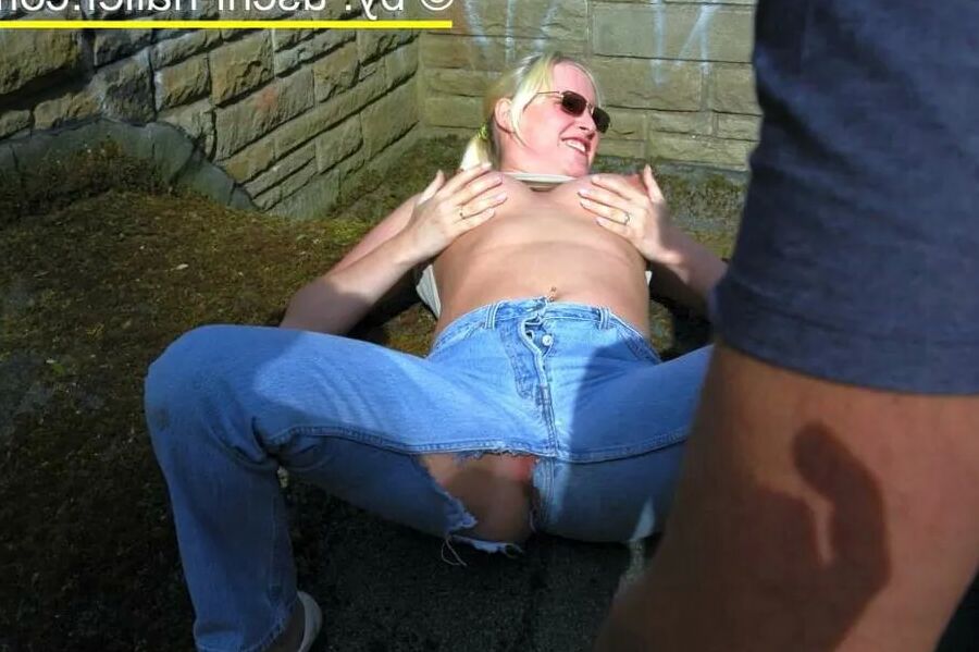Blonde cum slut Dany Sun fucking outdoor