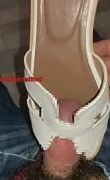 Cum girl eating takeaway sandals shoes