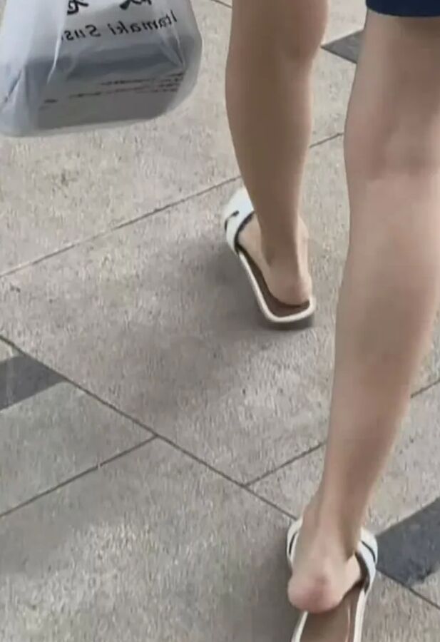 Cum girl eating takeaway sandals shoes