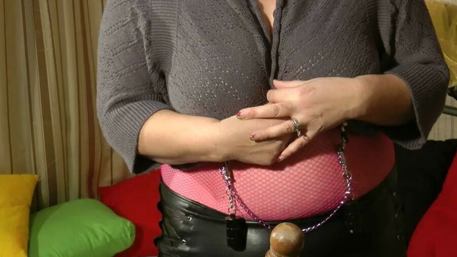 Breast torture with weights, brackets and pump