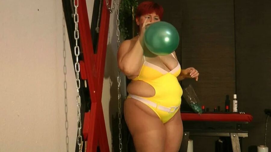 Balloon fun in a bathing suit