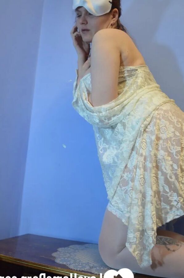 Wearing my mask in sexy white lingerie