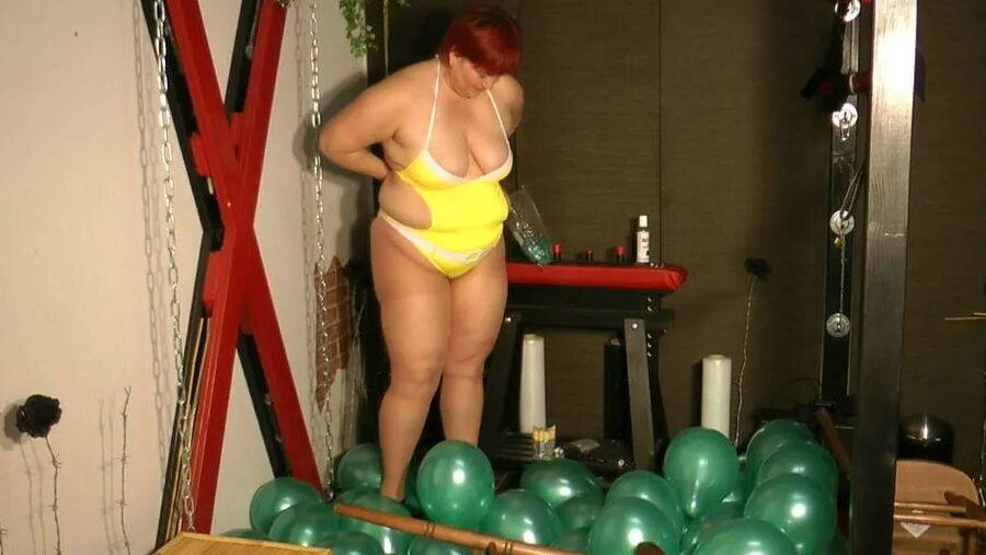 Balloon fun in a bathing suit