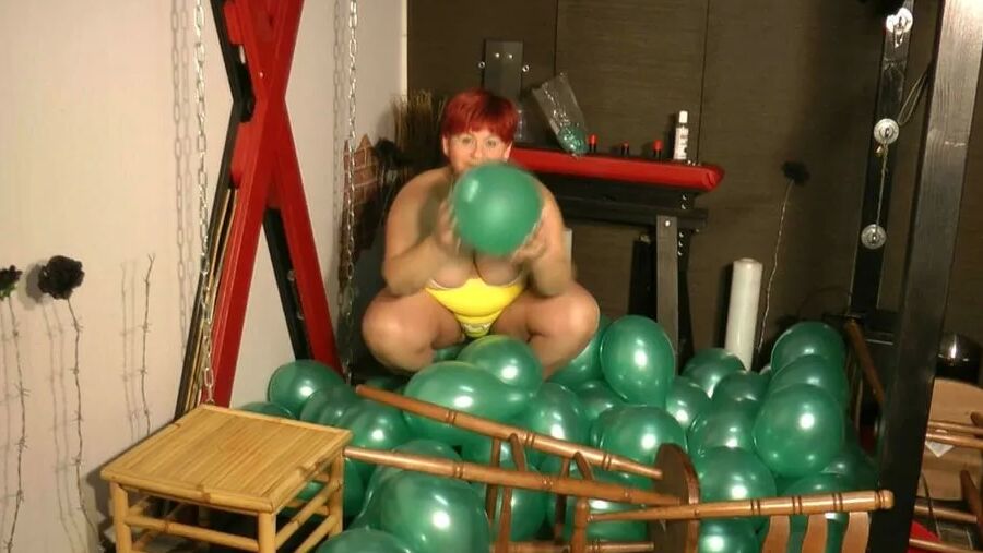 Balloon fun in a bathing suit