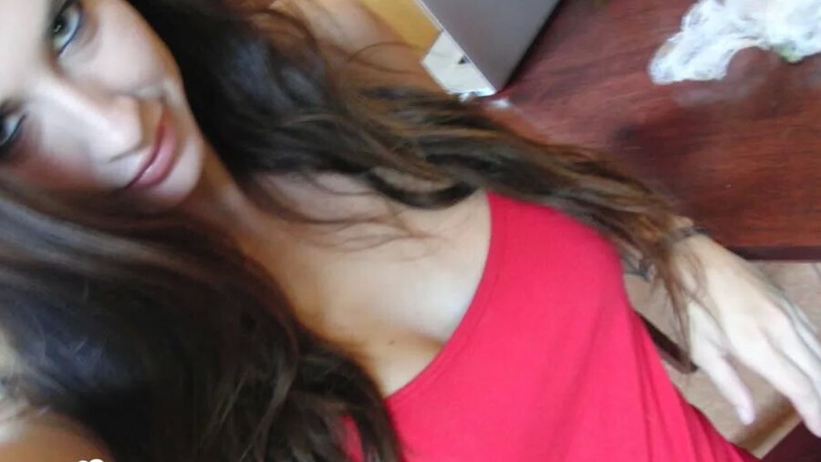 Brunette cutie gets some cum over herself