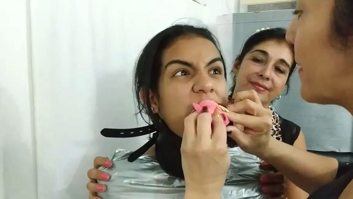 Heavily Duct Tape Mummified By Crazy Bondage Women