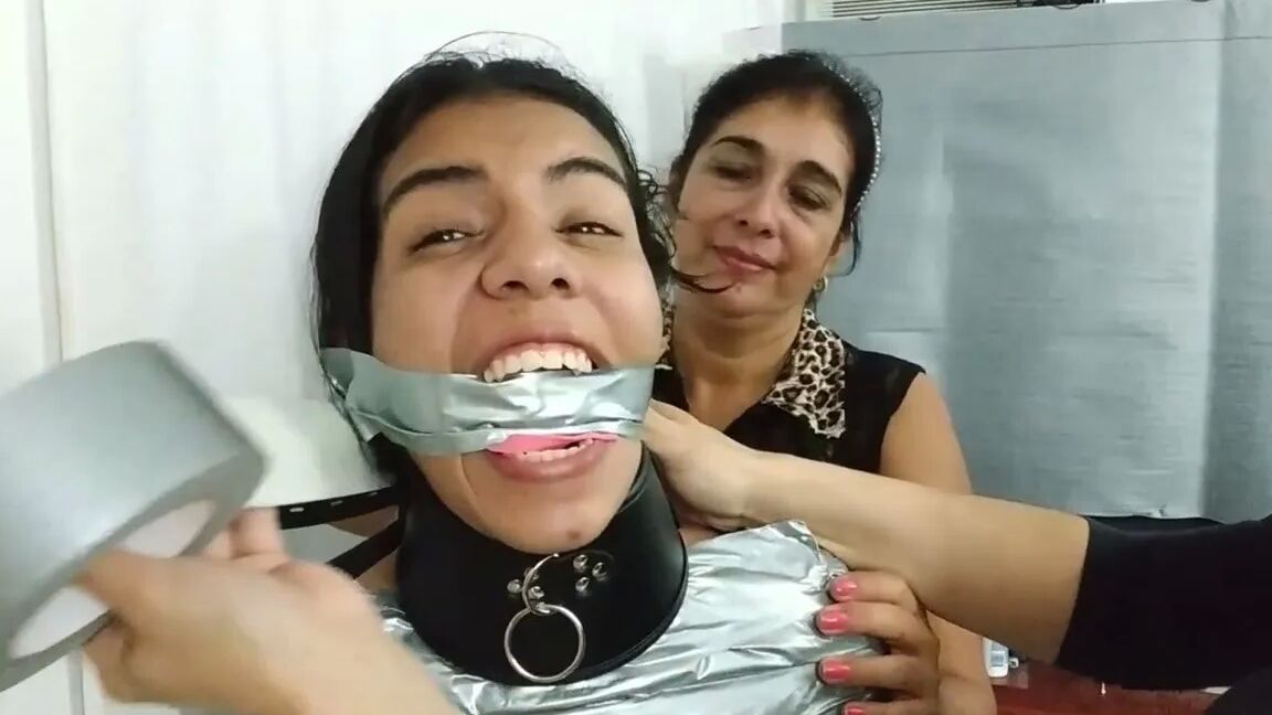 Heavily Duct Tape Mummified By Crazy Bondage Women