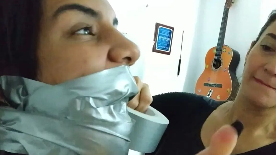 Heavily Duct Tape Mummified By Crazy Bondage Women