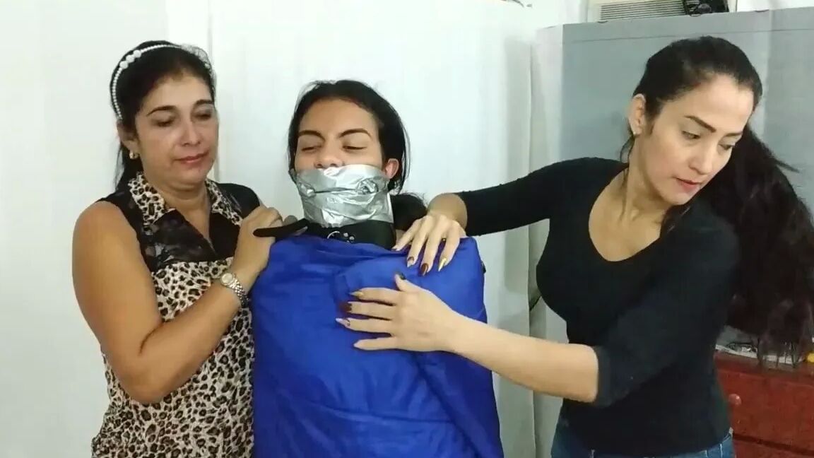 Heavily Duct Tape Mummified By Crazy Bondage Women