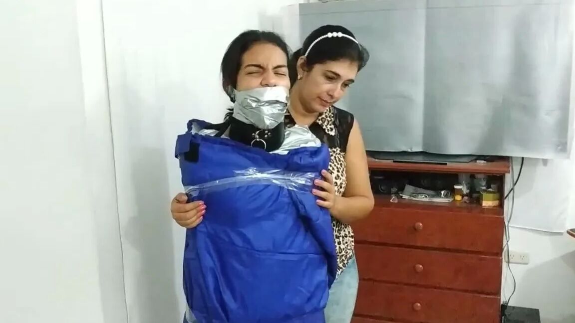 Heavily Duct Tape Mummified By Crazy Bondage Women