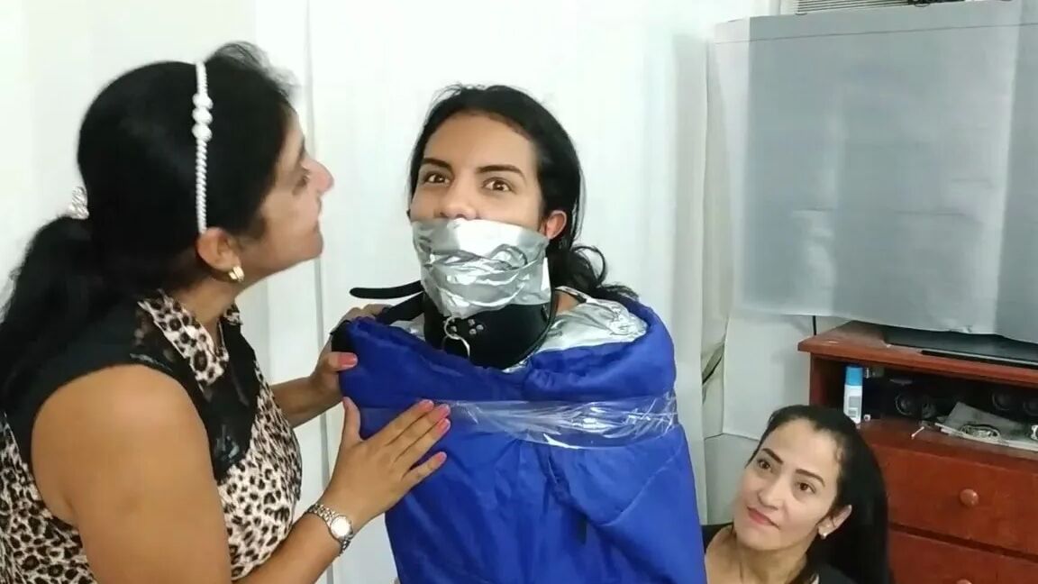 Heavily Duct Tape Mummified By Crazy Bondage Women