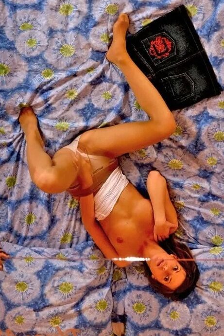 Eighteen Y.O. In Jean Skirt Showing Her Panties & Pantyhose