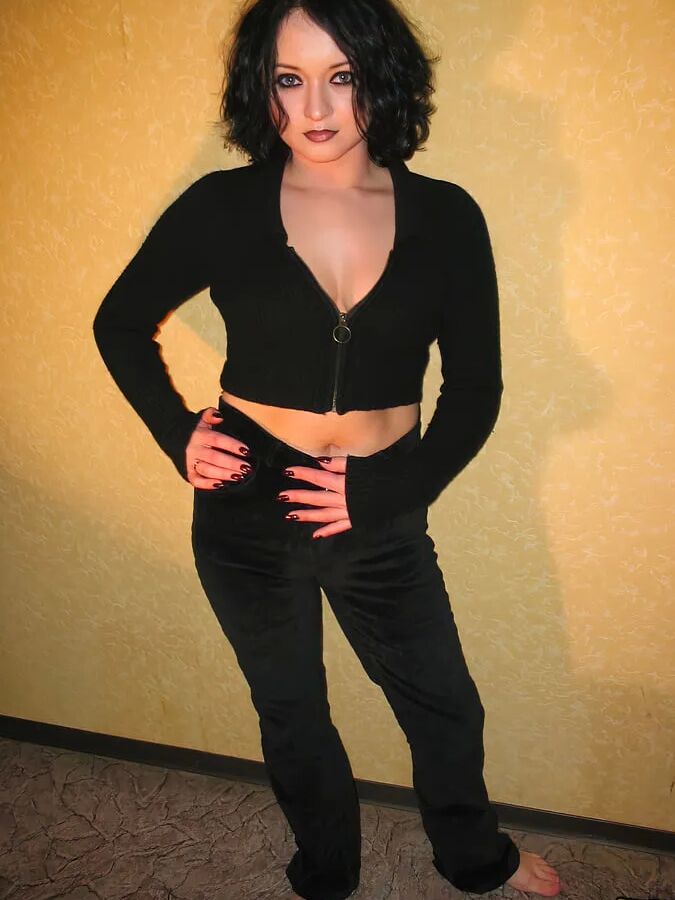Busty goth teasing