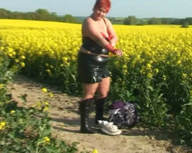 Outfit change in canola field