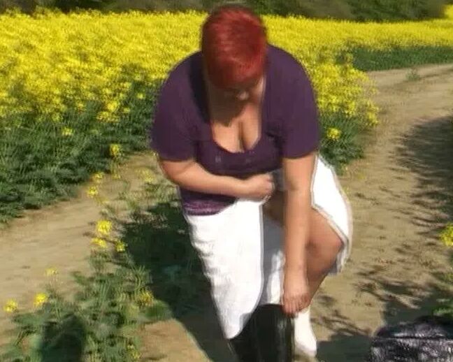 Outfit change in canola field