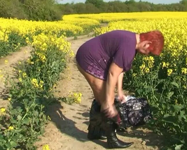 Outfit change in canola field