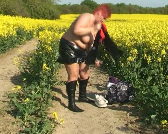 Outfit change in canola field