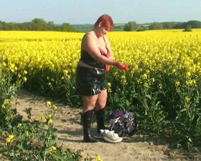 Outfit change in canola field