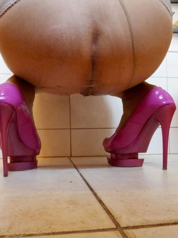 Pinks platform heels and nylon heels