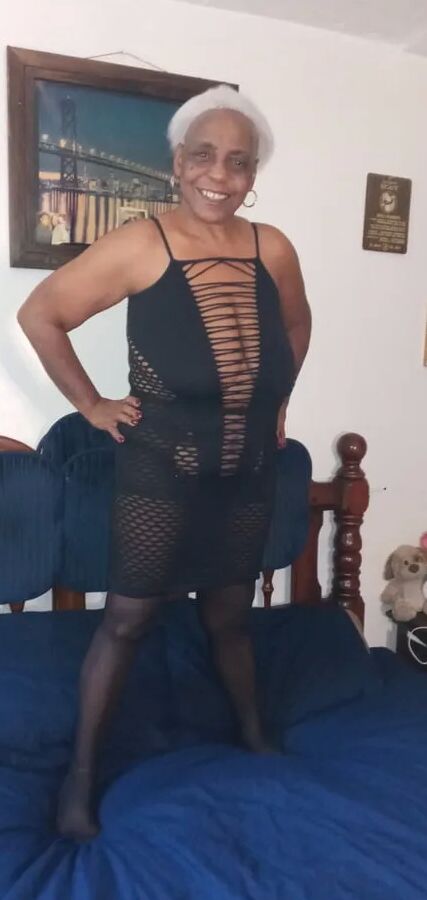Wife Dressed In Black Crotchless Pantyhose