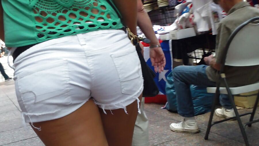 Amazing butt & ass in tight white shorts