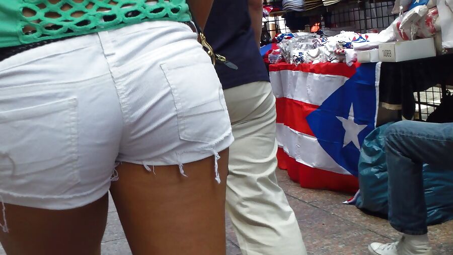 Amazing butt & ass in tight white shorts