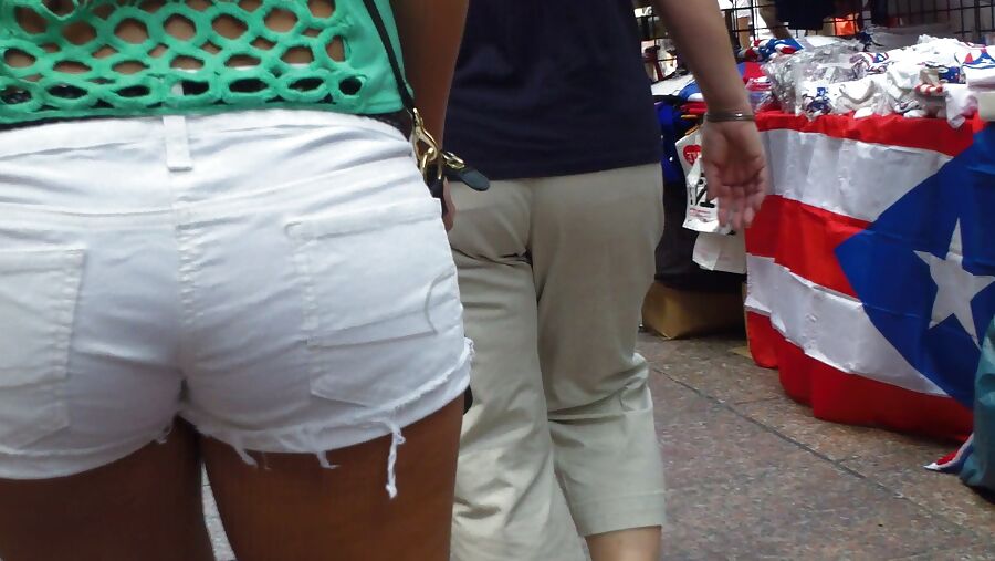 Amazing butt & ass in tight white shorts