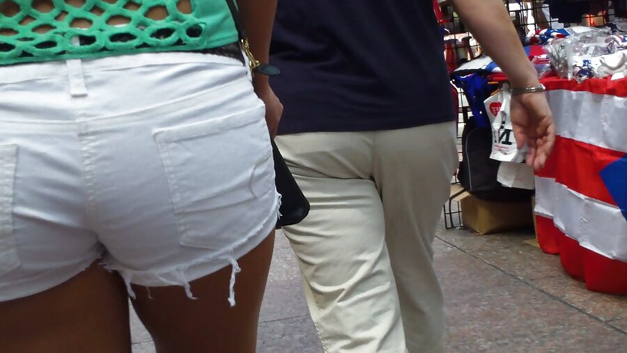 Amazing butt & ass in tight white shorts