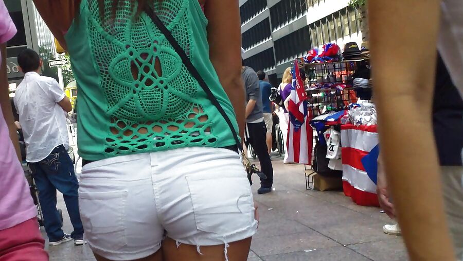 Amazing butt & ass in tight white shorts