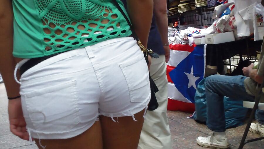 Amazing butt & ass in tight white shorts