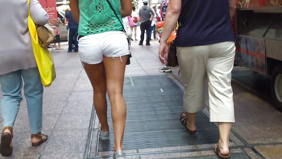 Amazing butt & ass in tight white shorts
