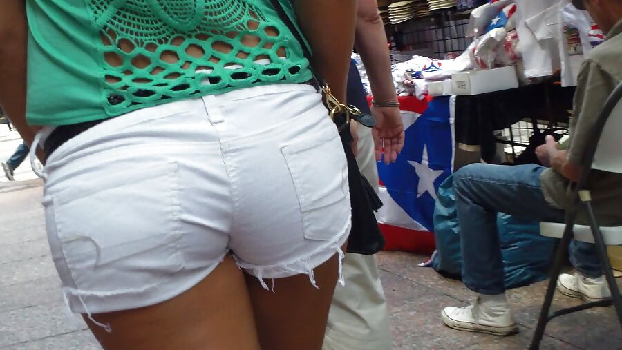 Amazing butt & ass in tight white shorts