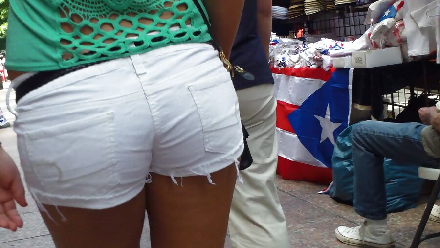 Amazing butt & ass in tight white shorts