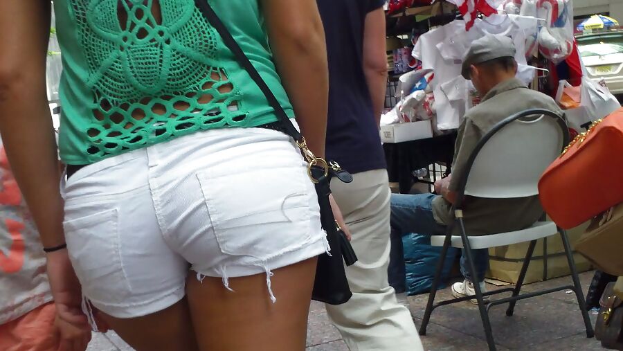 Amazing butt & ass in tight white shorts