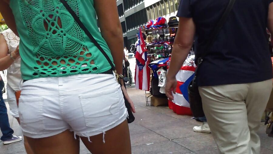 Amazing butt & ass in tight white shorts