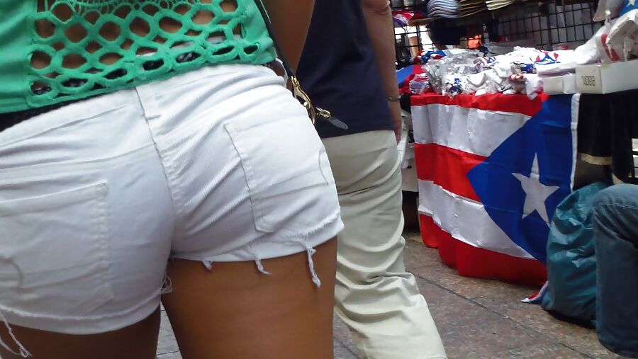 Amazing butt & ass in tight white shorts