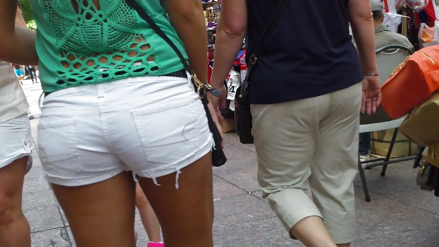 Amazing butt & ass in tight white shorts