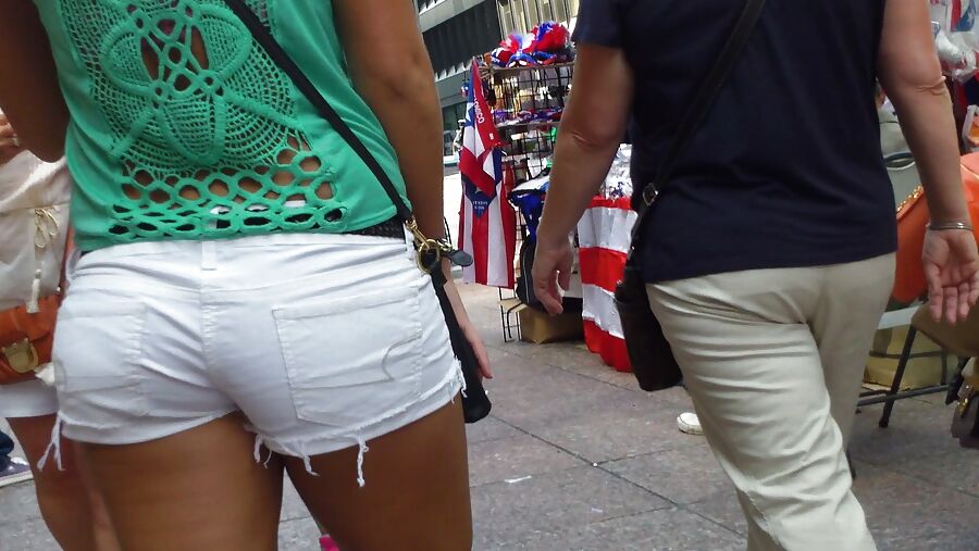 Amazing butt & ass in tight white shorts