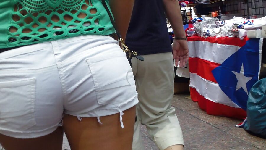 Amazing butt & ass in tight white shorts
