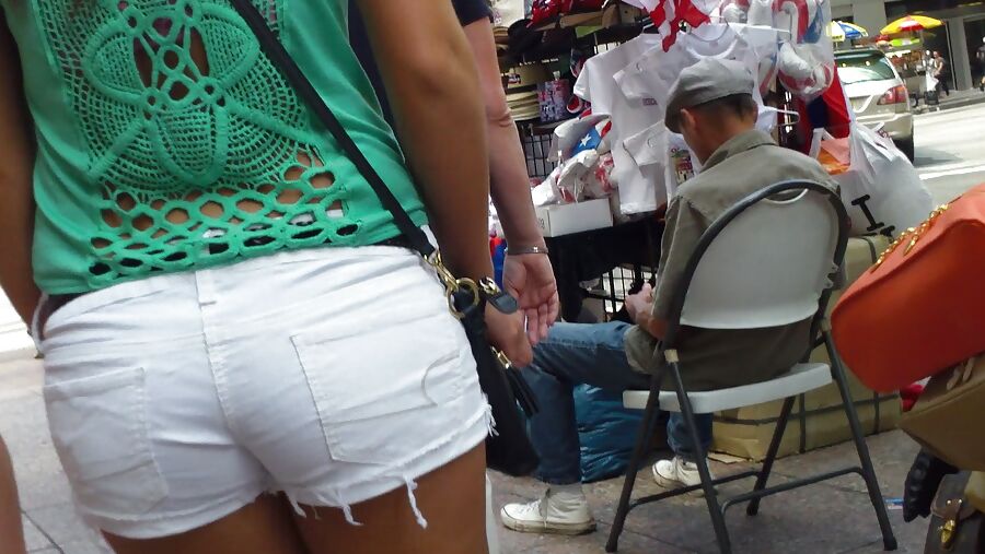 Amazing butt & ass in tight white shorts