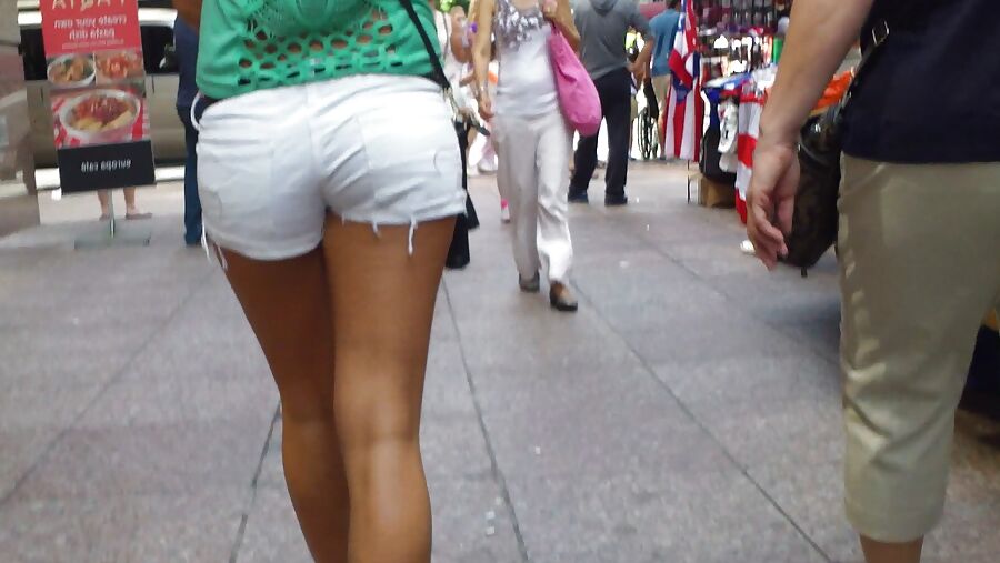 Amazing butt & ass in tight white shorts