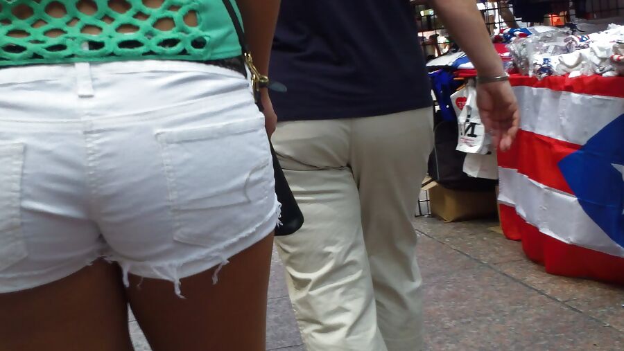 Amazing butt & ass in tight white shorts