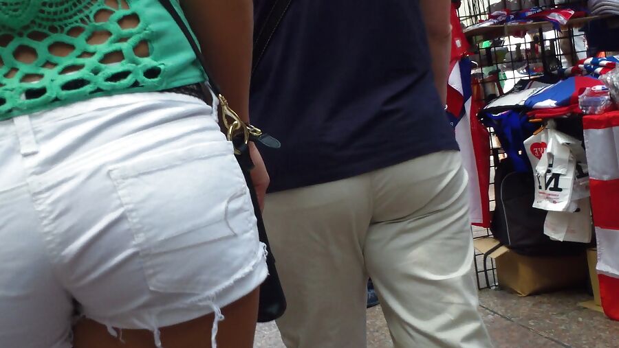 Amazing butt & ass in tight white shorts