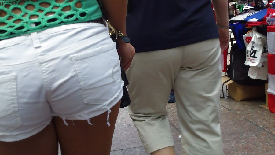 Amazing butt & ass in tight white shorts