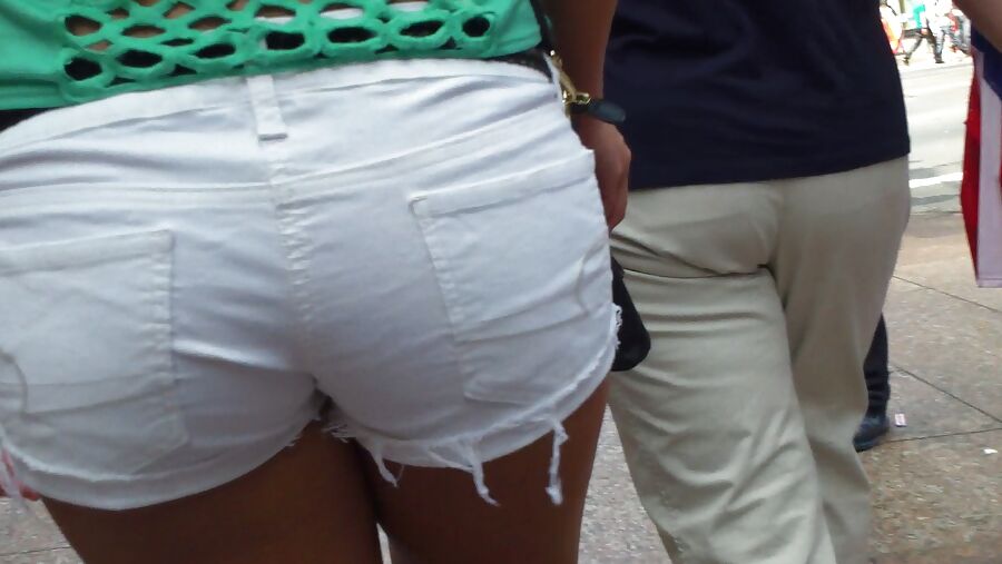 Amazing butt & ass in tight white shorts