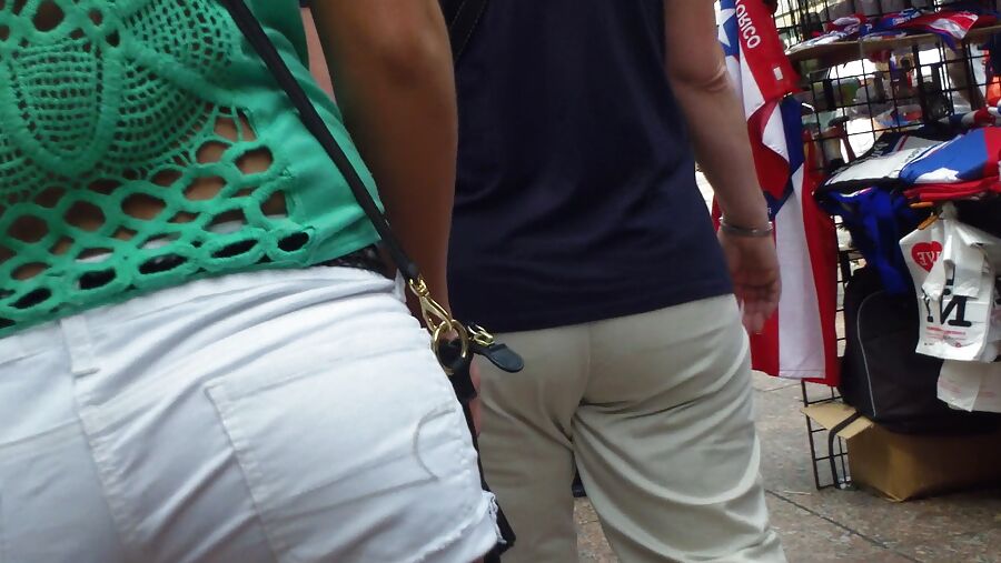 Amazing butt & ass in tight white shorts