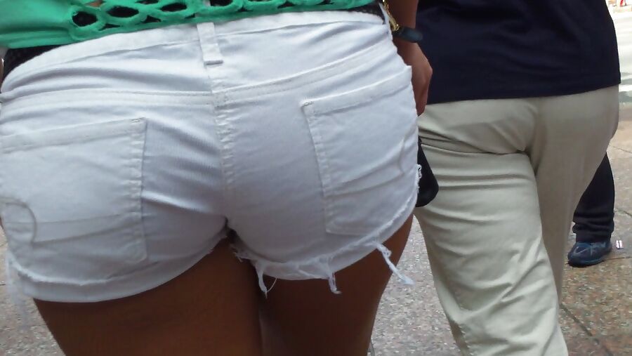 Amazing butt & ass in tight white shorts