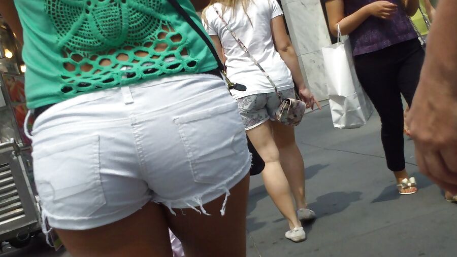Amazing butt & ass in tight white shorts