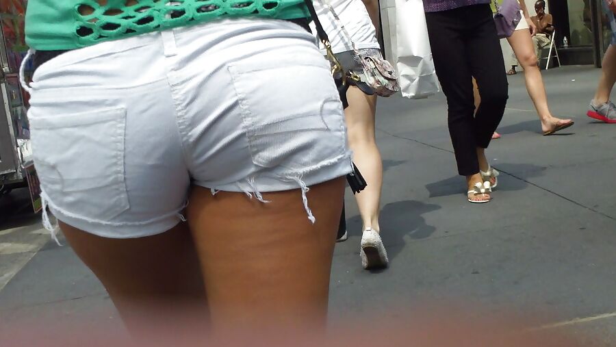 Amazing butt & ass in tight white shorts